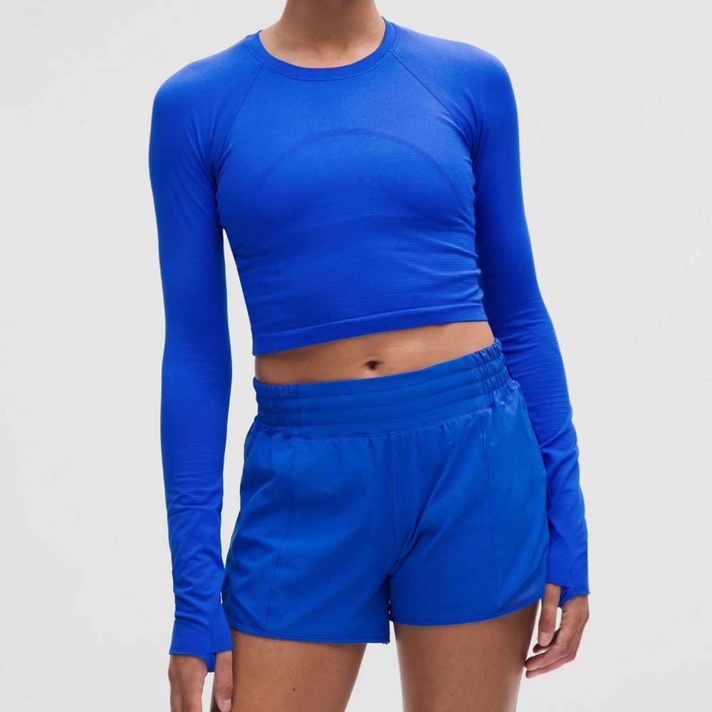 Lululemon Swiftly Cropped Long Sleeve Shirt CERULEAN BLUE